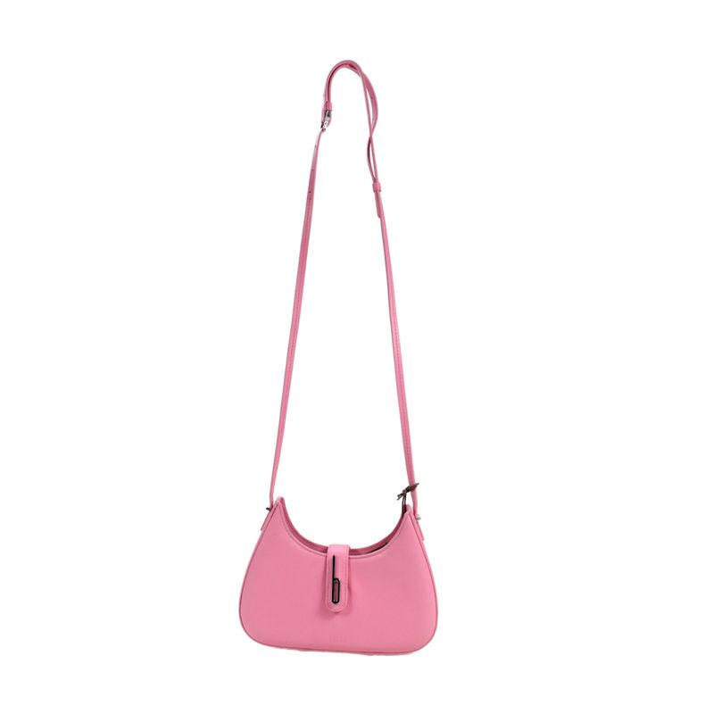 Behno Womens Leather Buckled Strapped Shoulder Handbag Gum Pink — image 7 of 8